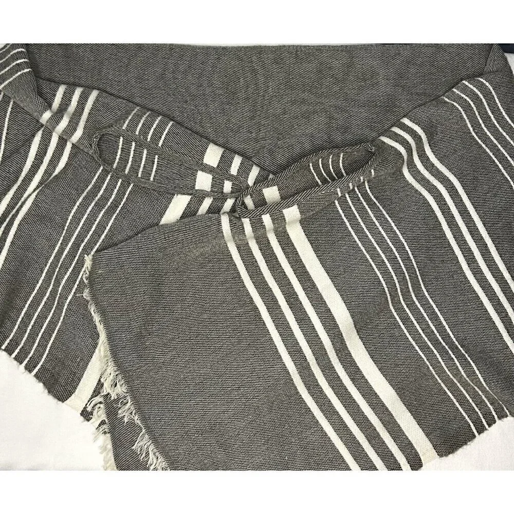 J. Crew Striped Cape Scarf With Armholes One Size Gray White Lightweight Vintage